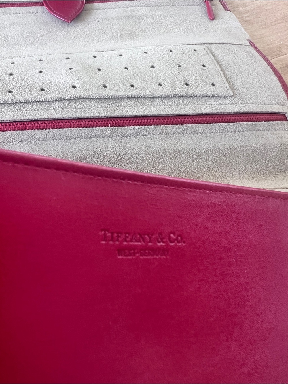Vintage Tiffany & Co. Red Leather Travel Jewelry Holder
